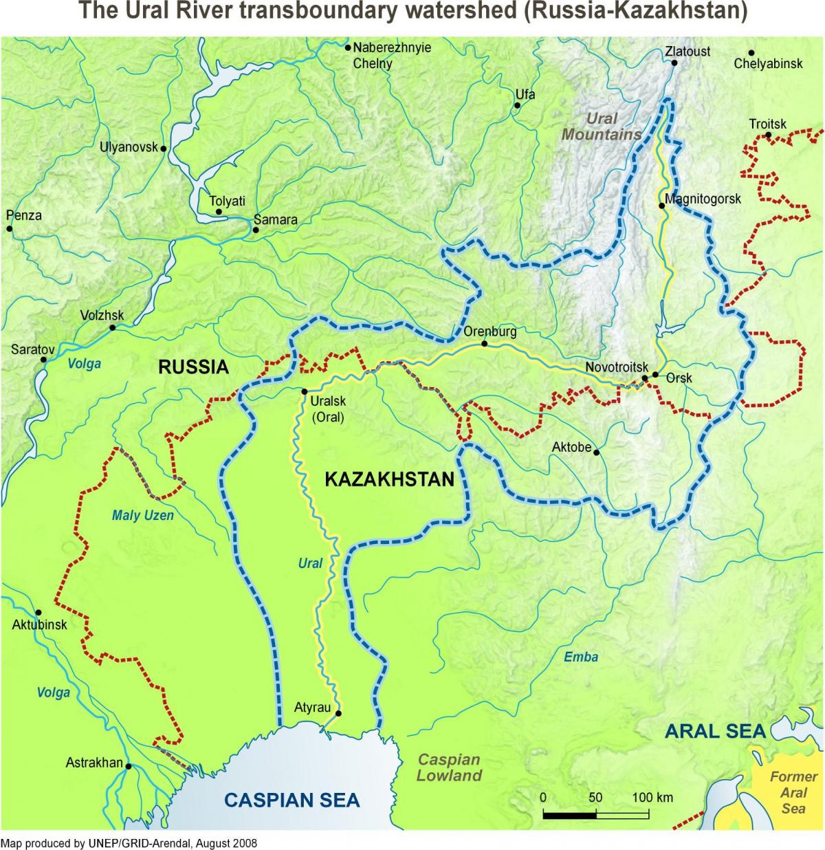 peta dari Kazakhstan sungai