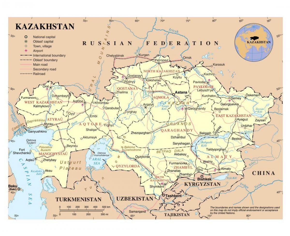 peta dari Kazakhstan bandara