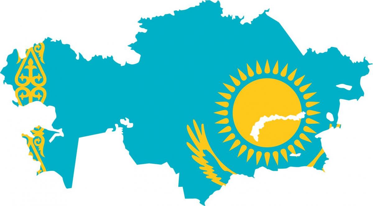 peta dari Kazakhstan bendera