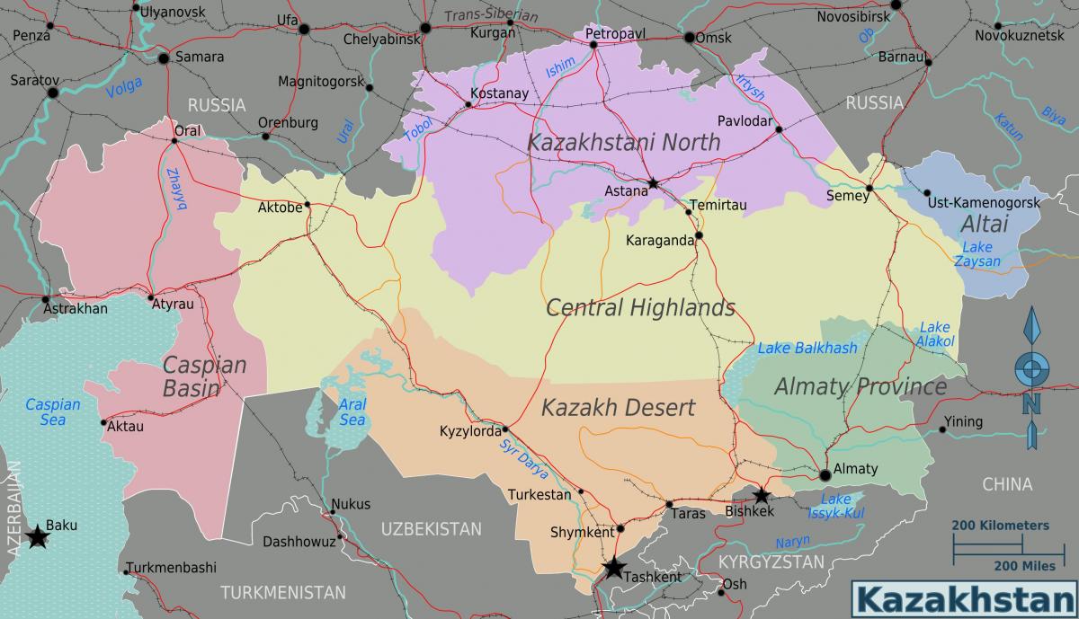peta dari Kazakhstan daerah