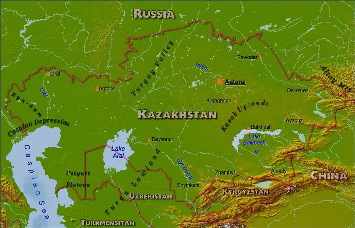 peta dari Kazakhstan fisik