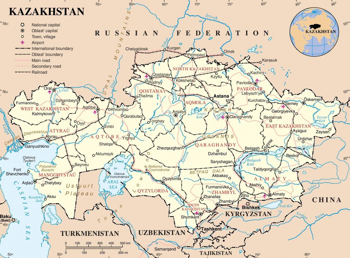 peta dari Kazakhstan politik