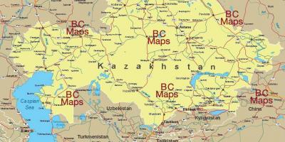 Kazakhstan kota-kota di peta